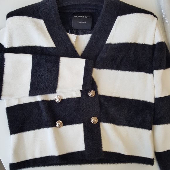 MASSIMO DUTTI ! Crossover striped Cardigan With Buttons - Picture 8 of 9